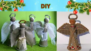 DIY 2 идеи, ангелы из джута и отходов  на Новый год и Рождество.