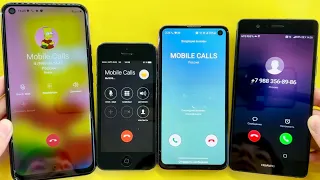 Phones Calling Each Other Tecno CD7, IPhone 5, Samsung Galaxy S10e, Huawei P9 lite