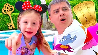 Nastya and Dad solve the mystery challenge of 5 keys. Story for kids