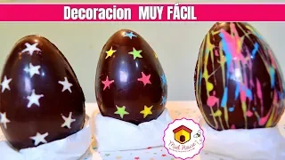 Huevos de pascua FÁCILES decoración en chocolate SIN glasé