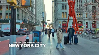 NEW YORK CITY - Manhattan Winter Season, Broadway & City Hall Park, Lower Manhattan, Travel, USA, 4K