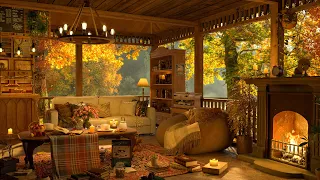 4K Cozy Cabin Coffee Shop Ambience - Smooth Piano Jazz Music for Relaxing, Studying and Working