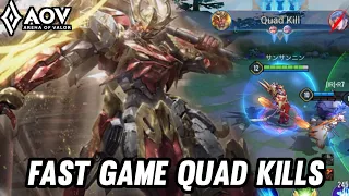 AOV : WUKONG GAMEPLAY | FAST GAME QUAD KILLS - ARENA OF VALOR LIÊNQUÂNMOBILE ROV COT 傳說對決