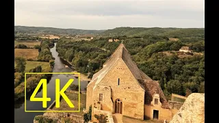 BEYNAC 4K (Dordogne, France). Castle and town. Breathtaking views.