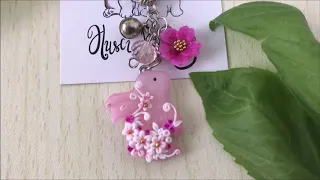 Husci Bunny Handmade Bag Charm Rabbit Bunnies Sakura Cherry Blossom Flower  Accessories BG2006