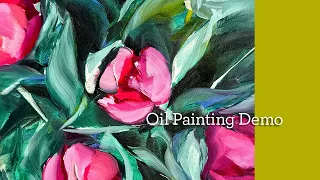 Pink tulips oil painting demonstration #oilpaintingdemonstration