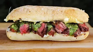 SKIRT STEAK SANDWICH - With Arugula Pesto - Best Sandwich Ever - By Customgrill