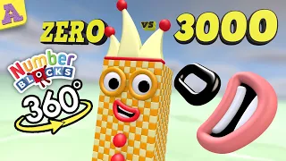 OMG! Bigger Numberblock 3000 Gold Crown vs Zero 360 VR Crash Test Party!