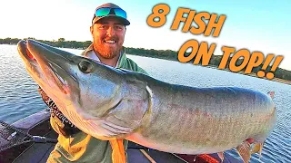 CRAZIEST TOPWATER ACTION EVER!!! 8 MUSKIE DAY!!