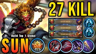 3x SAVAGE + 27 Kills!! You Must Try This Sun Build Insane Lifesteal - Build Top 1 Global Sun ~ MLBB