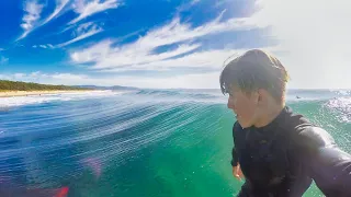 Surfing the GLASSIEST Waves EVER! (Raw POV)