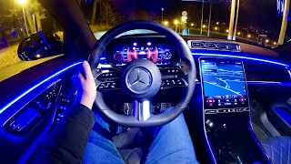 New MERCEDES S-CLASS 2021 - night POV test drive & FULL REVIEW (long wheelbase, AMG line)