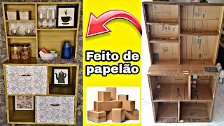 Como fazer armário de papelão  para cozinha  #comofazermoveisdepapelão