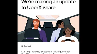 Fare for an UberX Share trip will be at least as much as an equivalent Uber X trip.September 7 start