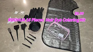 ROOHUA 16 Pieces Hair Dye Coloring Kit Unboxing