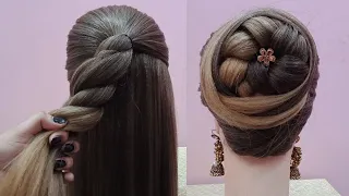 Ladies Bun Hairstyle For Wedding Step By Step - Latest Bridal Hairstyle - Braided bun hairstyle