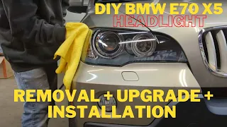 BMW E70 X5 HEADLIGHT REMOVAL + UPGRADE + INSTALL DIY
