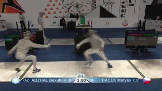 2021 228 Cadets T32 11 M S Individual Cairo EGY WCH GREEN CACEK  CZE  vs ABZHAL  KAZ