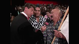 Vince McMahon interview with Yokozuna & Mr Fuji. Hacksaw Jim Duggan interrupts!