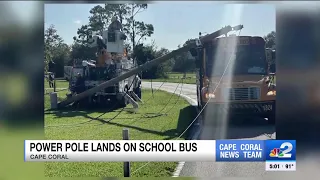 Cape Coral Police searching for hit-and-run driver after utility pole lands on school bus