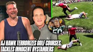 Pat McAfee Reacts To AJ Hawk Tackling Fans At Golf Tournaments