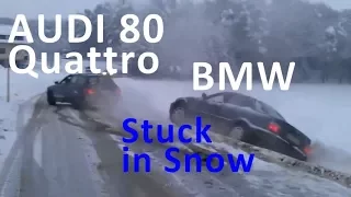 Audi Power - Audi 80 Quattro help the BMW stuck in snow 😁😂😜