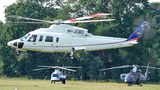 Sikorsky S76 C++ M-JCBD landing & takeoff at Busy Royal Ascot Heliport | helicopter