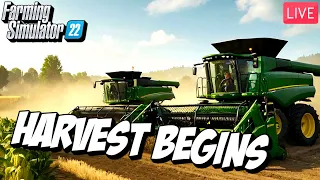 🔴LIVE | Massive Harvest Begins on the Taheton County $11 Million Dollar Farm | Farming Simulator 22