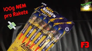 Funke Super-Bomben-Raketen [F3] | 100g NEM pro Rakete | Pyrozündler