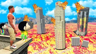 GTA 5 : SHINCHAN AND FRANKLIN TRY TO SURVIVE LAVA TSUNAMI IN GTA 5! (GTA 5 mods)