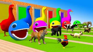 5 Giant Duck Cartoon,Tiger,Cow,Elephant,dog,Gorilla,cat,Dinosaur Animal Paint Crossing Fountain 2023