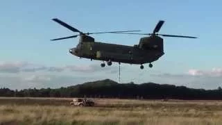 Sling load training with RNLAF Boeing CH-47 Chinook at the Ginkelse Heide