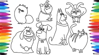 THE SECRET LIFE PETS 2 COLORING ALL CHARACTERS FOR KIDS