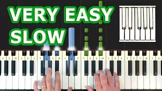 Somewhere Over The Rainbow - VERY EASY SLOW Piano Tutorial  (Israel) - How To Play (Synthesia)