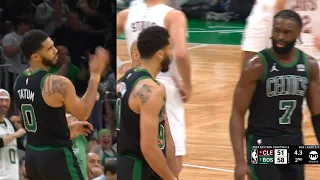 Jayson Tatum gets tech for waving off ref and tells Jaylen Brown "f**k off me"