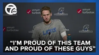 Jared Goff speaks after the Lions' NFC Championship loss to the 49ers