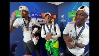 Vinícius Júnior, Rodrygo and Militão doing  Champions League dance #futebol #realmadrid