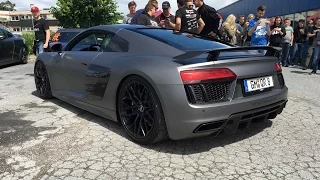 Rev Battle Audi R8 Lamborghini Huracan LOUD