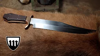 Engineering a stainless steel coffin handle bowie knife.