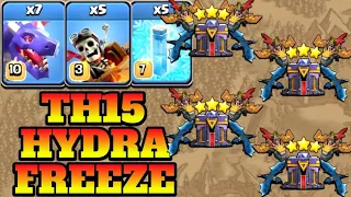 Unstoppable Hydra Attack Strategy With Freeze Spell!! Town Hall 15 Attack Strategy (Clash of Clans)