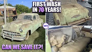 Disaster Barnyard Find | First Wash In 70 Years! | ABANDONED Desoto | Car Detailing Restoration