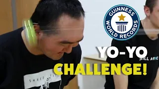 YO-YO WORLD RECORD | Most coins knocked off a person's ear using a yo-yo!