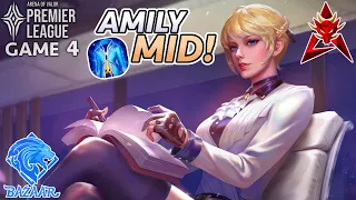 PRO PLAYER picks Amily in the MID LANE?! (APL QF3: BZ vs HKA 4) | Arena of Valor