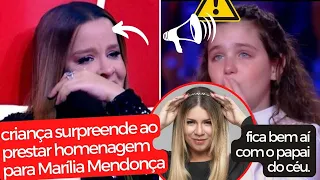 Criança surpreende ao prestar homenagem para Marília Mendonça no TheVoiceKids;momento gerou comoção.