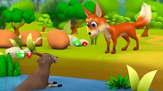 The Wise Goat and Fox Telugu Story - తెలివైన మేక, నక్క నీతి కధ 3D Animated Moral Stories for Kids