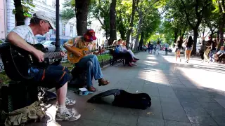Одесса, июль 2016, уличные музыканты, Банда Модных Гитаристов (БМГ) 1