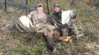 Giant yukon moose bow kill at 5 yards self guided drop hunt