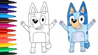 How to Draw BLUEY | Easy Draw & Colour | #art #painting #cartoon #bluey