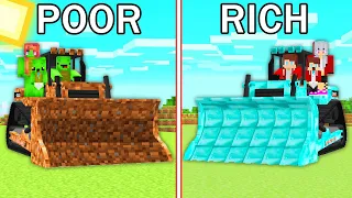 Poor Mikey Family vs Rich JJ Family DIRT and DIAMOND BULLDOZER BUILD CHALLENGE in Minecraft !