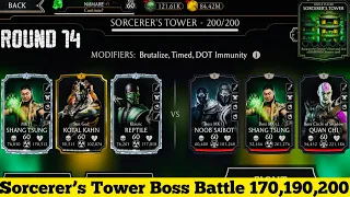 Sorcerer Tower Bosses Battle 200 & 170,190 Fight+Reward | Klassic Reptile & Shang Tsung | MK Mobile